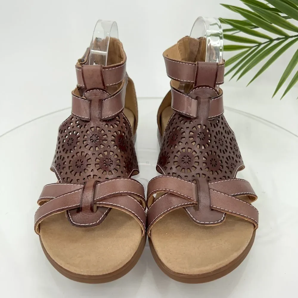 L'Artiste SpringStep Women's Dezra Sandal Size 40 10 Flat Brown Gladiator Shoes - Picture 4 of 15